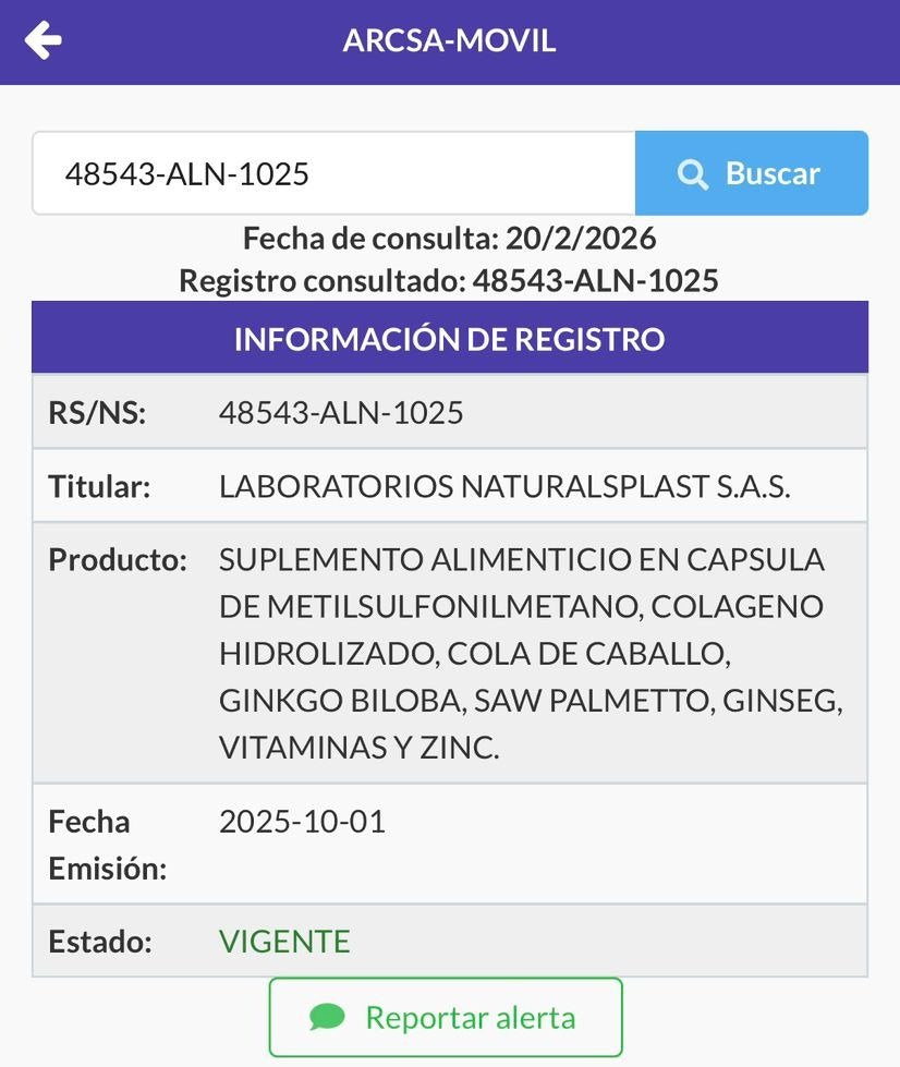 Notificación Sanitaria ARCSA 48543-ALN-1025 (Ecuador)