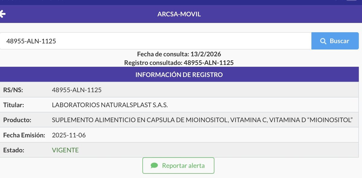 Notificación Sanitaria ARCSA 48955-ALN-1125 (Ecuador)