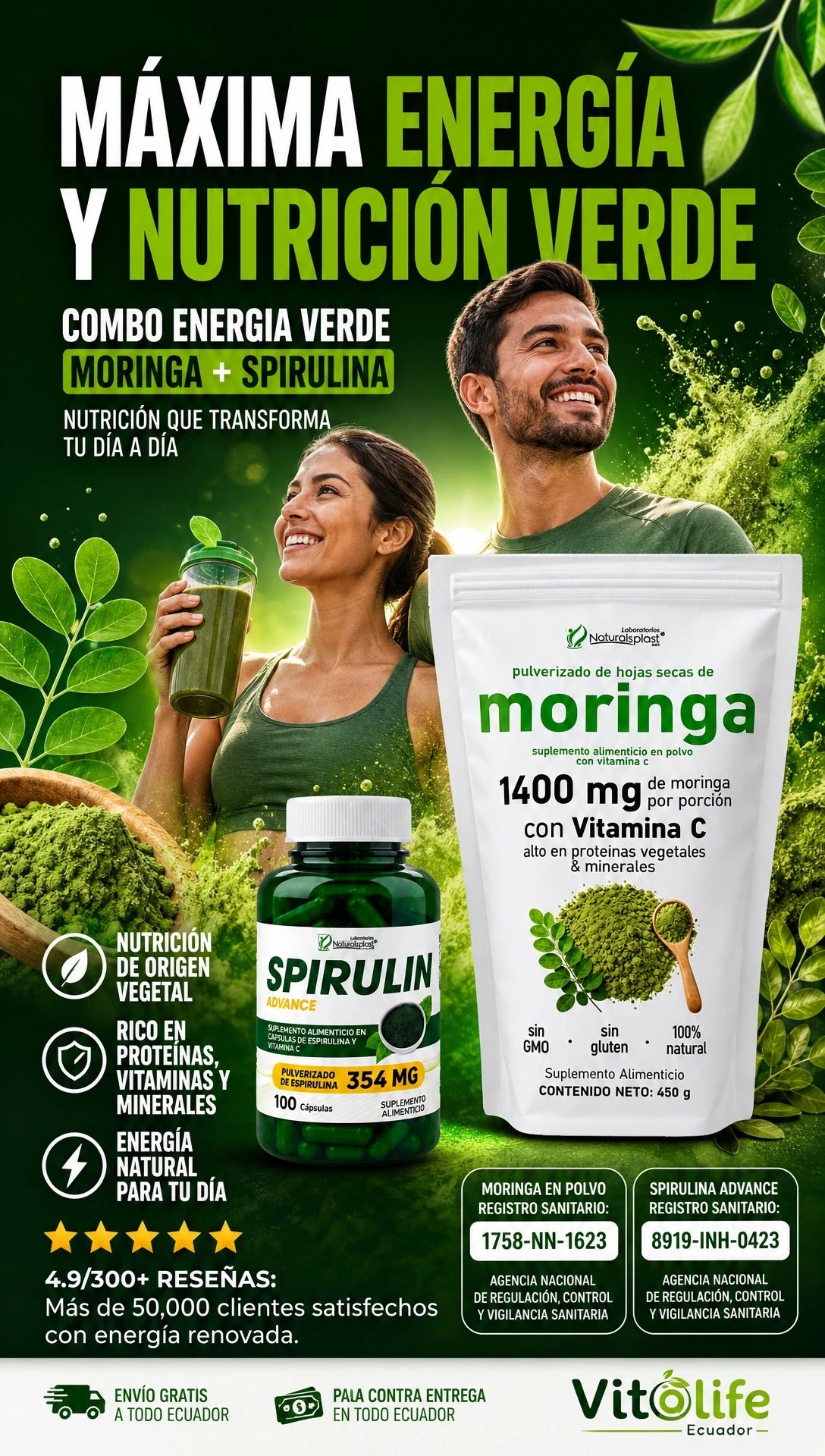 Combo Energía Verde Moringa + Espirulina